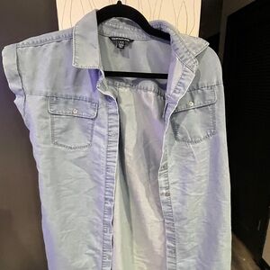 Calvin Klein Light Blue Sleeveless Button-Up Shirt